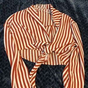 Long Sleeve Striped Cropped Top